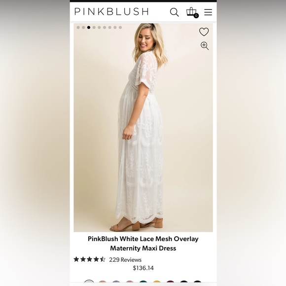 PinkBlush White Lace Mesh Overlay Maternity Maxi Dress - Picture 4 of 5